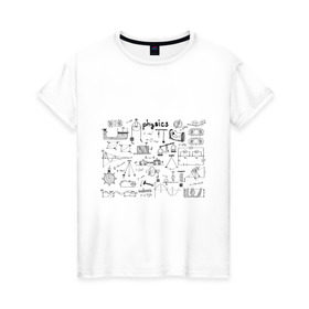 Женская футболка хлопок с принтом Все силы(F) физики в Курске, 100% хлопок | прямой крой, круглый вырез горловины, длина до линии бедер, слегка спущенное плечо | для студентов | студенческие | физика | шпаргалка | шпаргалки | шпоры