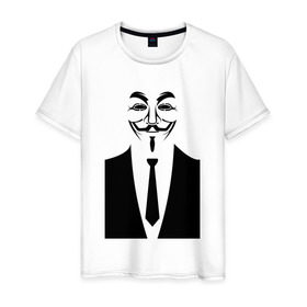 Мужская футболка хлопок с принтом Business Anonymous в Курске, 100% хлопок | прямой крой, круглый вырез горловины, длина до линии бедер, слегка спущенное плечо. | anonymous | business | business anonymous | vendetta