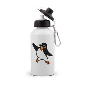 Бутылка спортивная с принтом Пингвин танцует в Курске, металл | емкость — 500 мл, в комплекте две пластиковые крышки и карабин для крепления | Тематика изображения на принте: пингвин