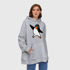 Худи SuperOversize хлопок с принтом Пингвин танцует в Курске, 70% хлопок, 30% полиэстер, мягкий начес внутри | карман-кенгуру, эластичная резинка на манжетах и по нижней кромке, двухслойный капюшон
 | пингвин