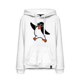 Мужская толстовка хлопок с принтом Пингвин танцует в Курске, френч-терри, мягкий теплый начес внутри (100% хлопок) | карман-кенгуру, эластичные манжеты и нижняя кромка, капюшон с подкладом и шнурком | пингвин