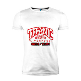 Мужская футболка премиум с принтом TITANIC swim team в Курске, 92% хлопок, 8% лайкра | приталенный силуэт, круглый вырез ворота, длина до линии бедра, короткий рукав | sport | ливерпуль | плавание | титаник