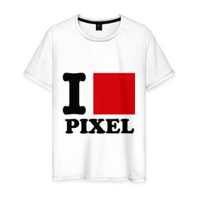 Мужская футболка хлопок с принтом i love pixel - я люблю пиксили в Курске, 100% хлопок | прямой крой, круглый вырез горловины, длина до линии бедер, слегка спущенное плечо. | изображение | качество | квадратик | монитор | разрешение | экран | я люблю пиксели