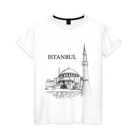 Женская футболка хлопок с принтом ISTAMBUL (эскиз) в Курске, 100% хлопок | прямой крой, круглый вырез горловины, длина до линии бедер, слегка спущенное плечо | istambul
