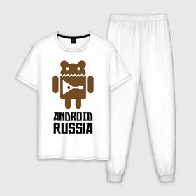 Мужская пижама хлопок с принтом Android Russia в Курске, 100% хлопок | брюки и футболка прямого кроя, без карманов, на брюках мягкая резинка на поясе и по низу штанин
 | android russia | антибренд