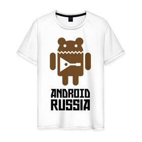 Мужская футболка хлопок с принтом Android Russia в Курске, 100% хлопок | прямой крой, круглый вырез горловины, длина до линии бедер, слегка спущенное плечо. | android russia | антибренд