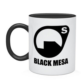 Кружка двухцветная с принтом Black mesa Black logo в Курске, керамика | объем — 330 мл, диаметр — 80 мм. Цветная ручка и кайма сверху, в некоторых цветах — вся внутренняя часть | black mesa | игры | компьютерные игры