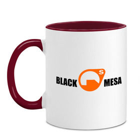 Кружка двухцветная с принтом Black mesa Main logo в Курске, керамика | объем — 330 мл, диаметр — 80 мм. Цветная ручка и кайма сверху, в некоторых цветах — вся внутренняя часть | black mesa | игры | компьютерные игры