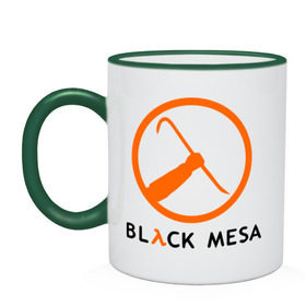 Кружка двухцветная с принтом Black mesa Orange logo в Курске, керамика | объем — 330 мл, диаметр — 80 мм. Цветная ручка и кайма сверху, в некоторых цветах — вся внутренняя часть | black mesa | игры | компьютерные игры