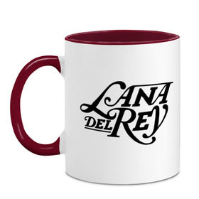 Кружка двухцветная с принтом Lana Del Rey в Курске, керамика | объем — 330 мл, диаметр — 80 мм. Цветная ручка и кайма сверху, в некоторых цветах — вся внутренняя часть | lana del rey | лана дель рей | музыка