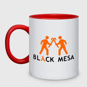 Кружка двухцветная с принтом Black mesa Orange men в Курске, керамика | объем — 330 мл, диаметр — 80 мм. Цветная ручка и кайма сверху, в некоторых цветах — вся внутренняя часть | black mesa | игры | компьютерные игры