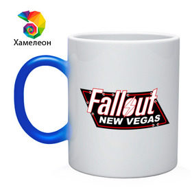 Кружка хамелеон с принтом Fallout new vegas в Курске, керамика | меняет цвет при нагревании, емкость 330 мл | fallout | логотип | ньюс вегас | постапокалиптические | фаллаут | фоллаут