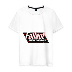 Мужская футболка хлопок с принтом Fallout new vegas в Курске, 100% хлопок | прямой крой, круглый вырез горловины, длина до линии бедер, слегка спущенное плечо. | fallout | логотип | ньюс вегас | постапокалиптические | фаллаут | фоллаут