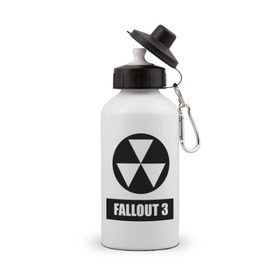 Бутылка спортивная с принтом Fallout Black logo в Курске, металл | емкость — 500 мл, в комплекте две пластиковые крышки и карабин для крепления | Тематика изображения на принте: 