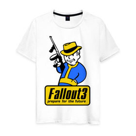 Мужская футболка хлопок с принтом Fallout Man в Курске, 100% хлопок | прямой крой, круглый вырез горловины, длина до линии бедер, слегка спущенное плечо. | fallout | логотип | постапокалиптические | фаллаут | фоллаут