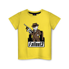 Детская футболка хлопок с принтом Fallout Man with gun в Курске, 100% хлопок | круглый вырез горловины, полуприлегающий силуэт, длина до линии бедер | fallout | логотип | постапокалиптические | фаллаут | фоллаут