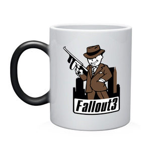 Кружка хамелеон с принтом Fallout Man with gun в Курске, керамика | меняет цвет при нагревании, емкость 330 мл | fallout | логотип | постапокалиптические | фаллаут | фоллаут