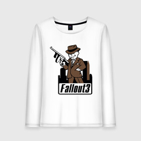 Женский лонгслив хлопок с принтом Fallout Man with gun в Курске, 100% хлопок |  | fallout | логотип | постапокалиптические | фаллаут | фоллаут