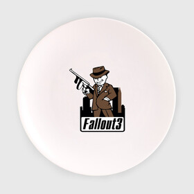 Тарелка с принтом Fallout Man with gun в Курске, фарфор | диаметр - 210 мм
диаметр для нанесения принта - 120 мм | Тематика изображения на принте: fallout | логотип | постапокалиптические | фаллаут | фоллаут