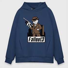 Мужское худи Oversize хлопок с принтом Fallout Man with gun в Курске, френч-терри — 70% хлопок, 30% полиэстер. Мягкий теплый начес внутри —100% хлопок | боковые карманы, эластичные манжеты и нижняя кромка, капюшон на магнитной кнопке | fallout | логотип | постапокалиптические | фаллаут | фоллаут