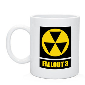 Кружка с принтом Fallout Yellow logo в Курске, керамика | объем — 330 мл, диаметр — 80 мм. Принт наносится на бока кружки, можно сделать два разных изображения | 