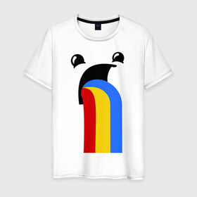 Мужская футболка хлопок с принтом Funny Rainbow в Курске, 100% хлопок | прямой крой, круглый вырез горловины, длина до линии бедер, слегка спущенное плечо. | 