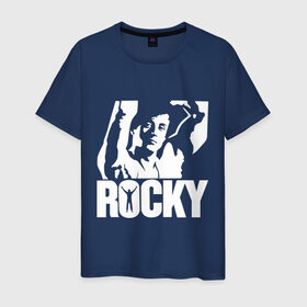 Мужская футболка хлопок с принтом Рокки Бальбоа (Rocky) в Курске, 100% хлопок | прямой крой, круглый вырез горловины, длина до линии бедер, слегка спущенное плечо. | rocky | рокки | рокки бальбоа