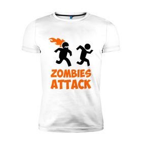 Мужская футболка премиум с принтом Zombies Attack в Курске, 92% хлопок, 8% лайкра | приталенный силуэт, круглый вырез ворота, длина до линии бедра, короткий рукав | 