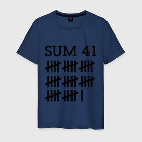 Мужская футболка хлопок с принтом Sum 41 black в Курске, 100% хлопок | прямой крой, круглый вырез горловины, длина до линии бедер, слегка спущенное плечо. | sum 41 | музыка | панк рок | рок | сам 41