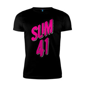 Мужская футболка премиум с принтом Sum 41 logo в Курске, 92% хлопок, 8% лайкра | приталенный силуэт, круглый вырез ворота, длина до линии бедра, короткий рукав | sum 41 | музыка | панк рок | рок | сам 41