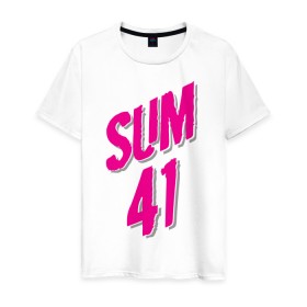 Мужская футболка хлопок с принтом Sum 41 logo в Курске, 100% хлопок | прямой крой, круглый вырез горловины, длина до линии бедер, слегка спущенное плечо. | sum 41 | музыка | панк рок | рок | сам 41