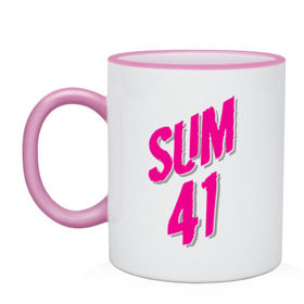 Кружка двухцветная с принтом Sum 41 logo в Курске, керамика | объем — 330 мл, диаметр — 80 мм. Цветная ручка и кайма сверху, в некоторых цветах — вся внутренняя часть | sum 41 | музыка | панк рок | рок | сам 41