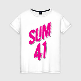 Женская футболка хлопок с принтом Sum 41 logo в Курске, 100% хлопок | прямой крой, круглый вырез горловины, длина до линии бедер, слегка спущенное плечо | Тематика изображения на принте: sum 41 | музыка | панк рок | рок | сам 41
