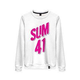 Женский свитшот хлопок с принтом Sum 41 logo в Курске, 100% хлопок | прямой крой, круглый вырез, на манжетах и по низу широкая трикотажная резинка  | sum 41 | музыка | панк рок | рок | сам 41