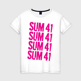 Женская футболка хлопок с принтом Sum 41 magenta в Курске, 100% хлопок | прямой крой, круглый вырез горловины, длина до линии бедер, слегка спущенное плечо | 