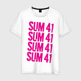 Мужская футболка хлопок с принтом Sum 41 magenta в Курске, 100% хлопок | прямой крой, круглый вырез горловины, длина до линии бедер, слегка спущенное плечо. | 