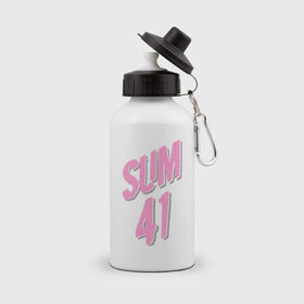 Бутылка спортивная с принтом Sum 41 pink в Курске, металл | емкость — 500 мл, в комплекте две пластиковые крышки и карабин для крепления | Тематика изображения на принте: rock | музыка | музыкальные стили | панк | панк рок | рок
