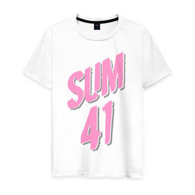 Мужская футболка хлопок с принтом Sum 41 pink в Курске, 100% хлопок | прямой крой, круглый вырез горловины, длина до линии бедер, слегка спущенное плечо. | rock | музыка | музыкальные стили | панк | панк рок | рок