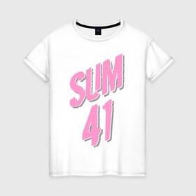 Женская футболка хлопок с принтом Sum 41 pink в Курске, 100% хлопок | прямой крой, круглый вырез горловины, длина до линии бедер, слегка спущенное плечо | rock | музыка | музыкальные стили | панк | панк рок | рок