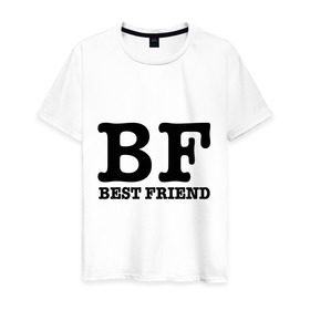 Мужская футболка хлопок с принтом Лучший друг в Курске, 100% хлопок | прямой крой, круглый вырез горловины, длина до линии бедер, слегка спущенное плечо. | best friend | bf | лучший друг | подарок подруге