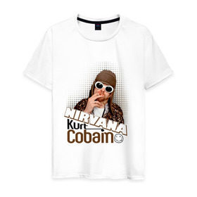 Мужская футболка хлопок с принтом Kurt Cobain в очках в Курске, 100% хлопок | прямой крой, круглый вырез горловины, длина до линии бедер, слегка спущенное плечо. | kurt cobain | kurt cobain в очках | nirvana | музыка | нирвана