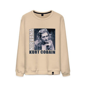 Мужской свитшот хлопок с принтом Nirvana- Kurt Cobain в Курске, 100% хлопок |  | kurt cobain | nirvana | группы | курт кобейн | музыка | музыкальные группы. курт | нирвана