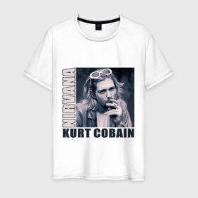 Мужская футболка хлопок с принтом Nirvana- Kurt Cobain в Курске, 100% хлопок | прямой крой, круглый вырез горловины, длина до линии бедер, слегка спущенное плечо. | kurt cobain | nirvana | группы | курт кобейн | музыка | музыкальные группы. курт | нирвана