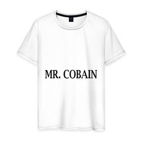 Мужская футболка хлопок с принтом Mr. Cobain в Курске, 100% хлопок | прямой крой, круглый вырез горловины, длина до линии бедер, слегка спущенное плечо. | Тематика изображения на принте: 
