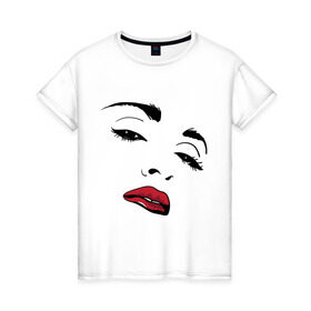 Женская футболка хлопок с принтом Мадонна в Курске, 100% хлопок | прямой крой, круглый вырез горловины, длина до линии бедер, слегка спущенное плечо | madona | madonna | лицо | мадона | мадонна | музыка | певица | портрет