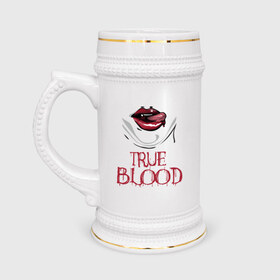 Кружка пивная с принтом true blood в Курске,  керамика (Материал выдерживает высокую температуру, стоит избегать резкого перепада температур) |  объем 630 мл | true blood | вампиры | настоящая кровь | сериалы | тв сериалы