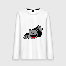 Мужской лонгслив хлопок с принтом Медведь вылезает из футболки в Курске, 100% хлопок |  | медведь | прикольные картинки