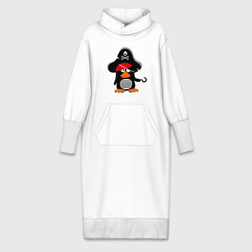 Платье удлиненное хлопок с принтом Пингвин   тусовщик в Курске,  |  | пингвин | пират