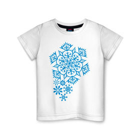 Детская футболка хлопок с принтом Узор из снежинок в Курске, 100% хлопок | круглый вырез горловины, полуприлегающий силуэт, длина до линии бедер | 2013 | new year | год змеи | змея | мороз | новый год | снег | снежика