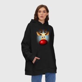 Худи SuperOversize хлопок с принтом WOW Deer в Курске, 70% хлопок, 30% полиэстер, мягкий начес внутри | карман-кенгуру, эластичная резинка на манжетах и по нижней кромке, двухслойный капюшон
 | 2013 | happy new year | new year | год змеи | дед мороз | новый год | олень